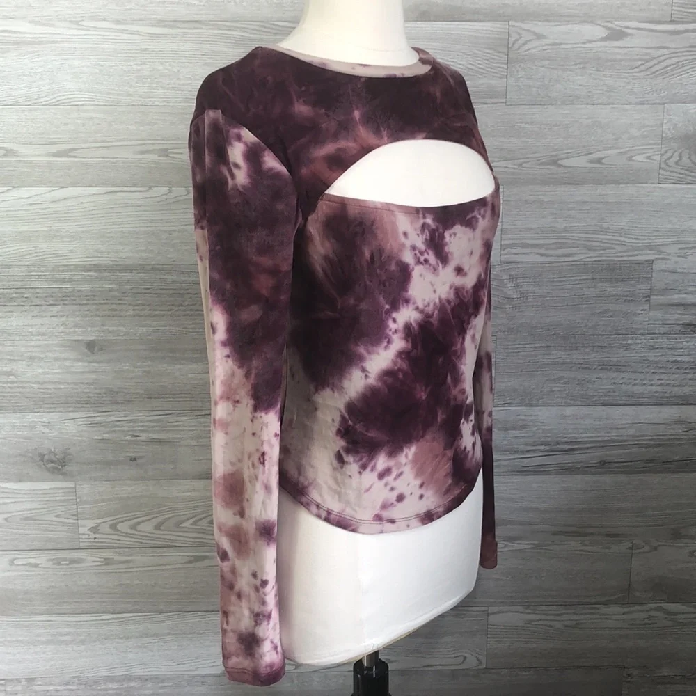 NWT Derek Hart Cut Out Tie Dye Mock Turtleneck